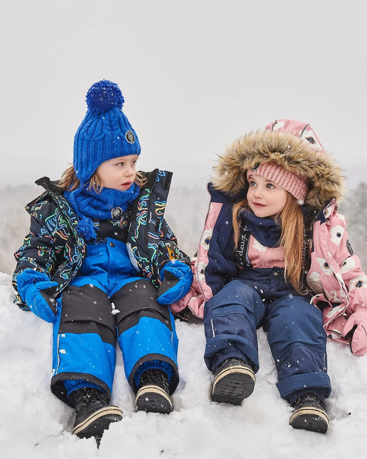 Two Piece Snowsuit Royal Blue Printed Dinos | Deux par Deux | Jenni Kidz