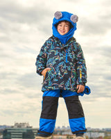 Two Piece Snowsuit Royal Blue Printed Dinos | Deux par Deux | Jenni Kidz