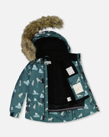 Two Piece Snowsuit Sage Printed Wolves And Black | Deux par Deux | Jenni Kidz