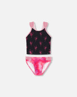 Two Piece Swimsuit Black Printed Swirl Flowers | Deux par Deux | Jenni Kidz