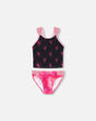 Two Piece Swimsuit Black Printed Swirl Flowers | Deux par Deux | Jenni Kidz