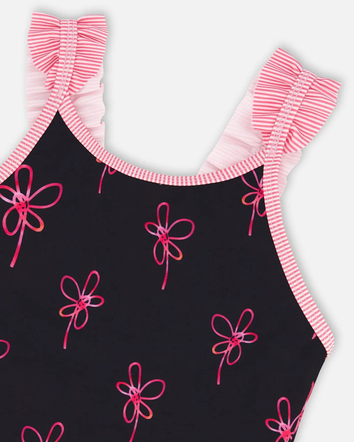 Two Piece Swimsuit Black Printed Swirl Flowers | Deux par Deux | Jenni Kidz