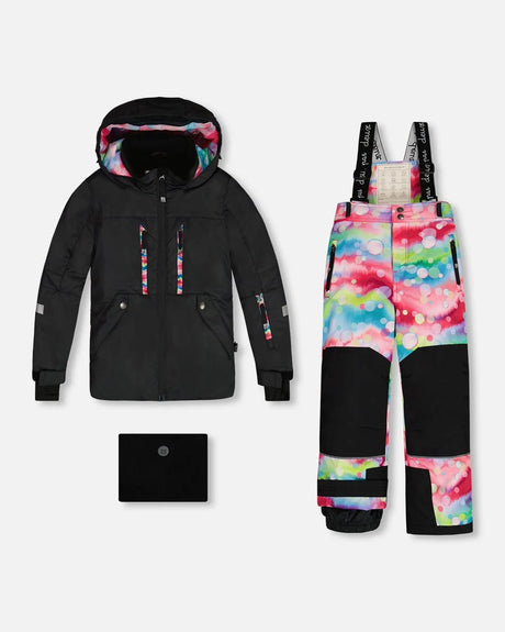 Two Piece TEKNIK Snowsuit Black With Printed Bubbles | Deux par Deux | Jenni Kidz