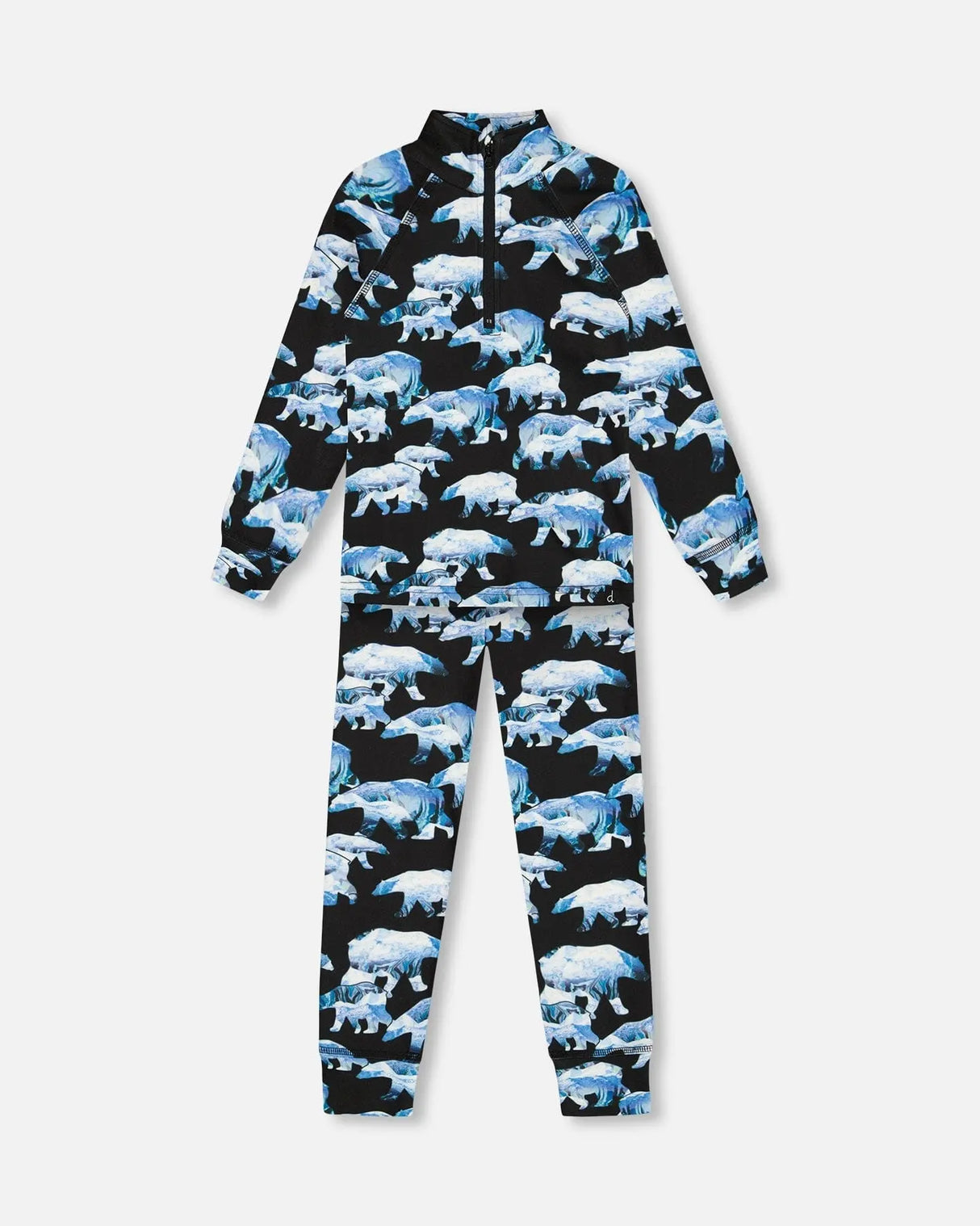 Two Piece Thermal Underwear Set Black Printed Polar Bears | Deux par Deux | Jenni Kidz