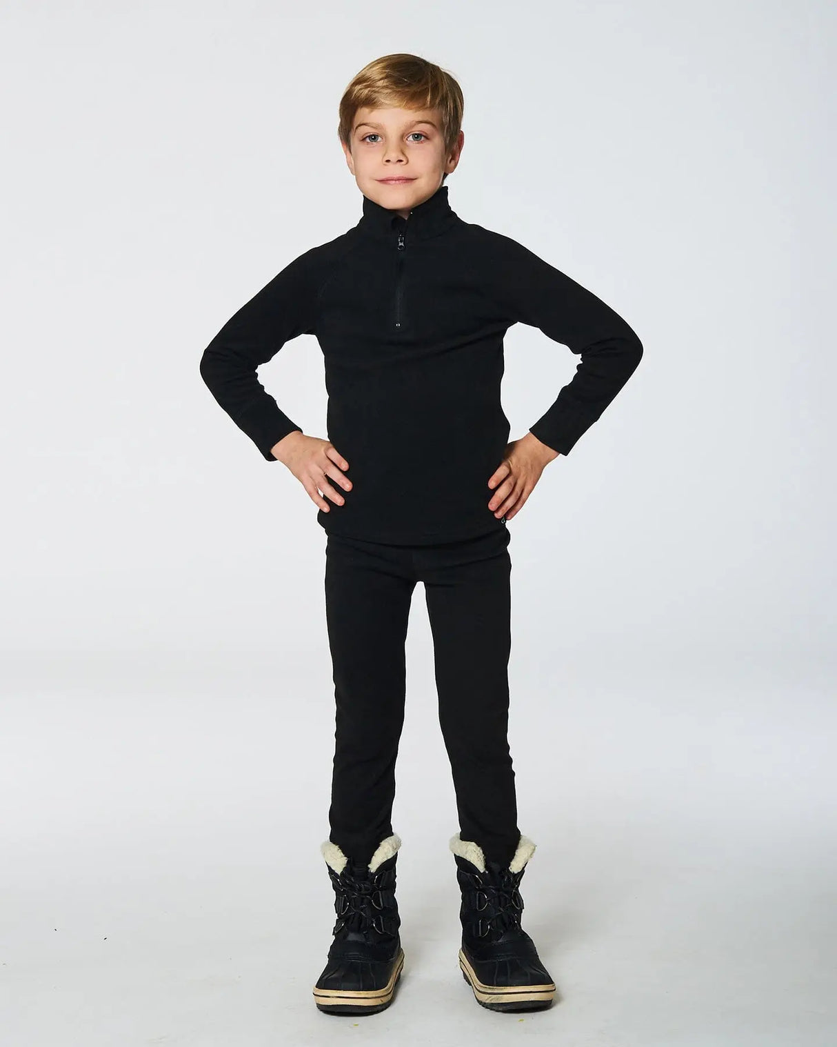 Two Piece Thermal Underwear Set Black | Deux par Deux | Jenni Kidz