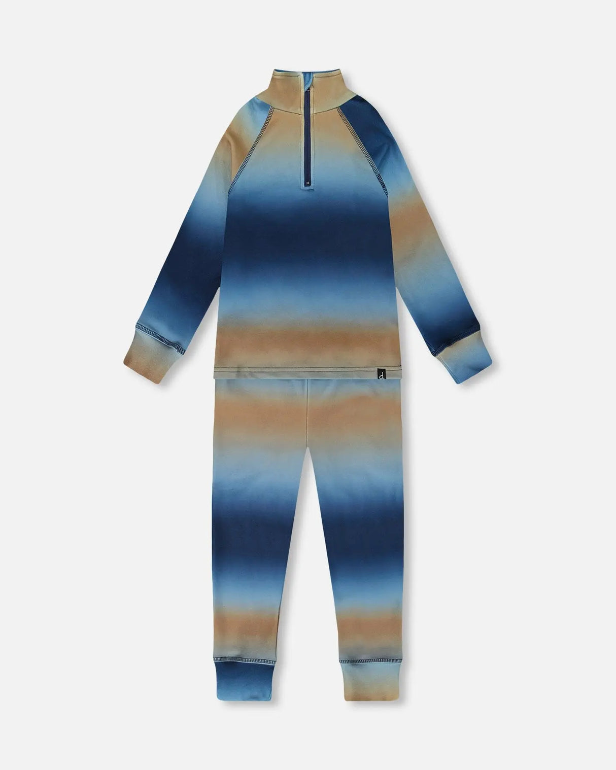 Two-Piece Thermal Underwear Set Blue And Beige Gradient | Deux par Deux | Jenni Kidz