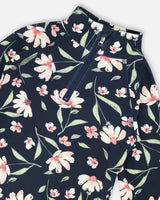 Two-Piece Thermal Underwear Set Navy Flower Print | Deux par Deux | Jenni Kidz
