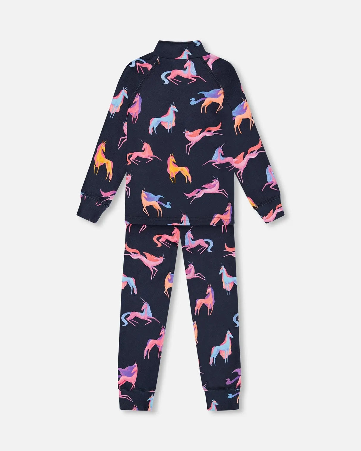 Two Piece Thermal Underwear Set Navy Printed Unicorn | Deux par Deux | Jenni Kidz