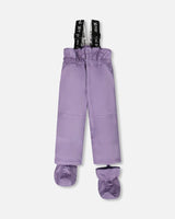 Gray bib pants with ankle snow guards and boot straps, jacket and snow pants, ships fast.