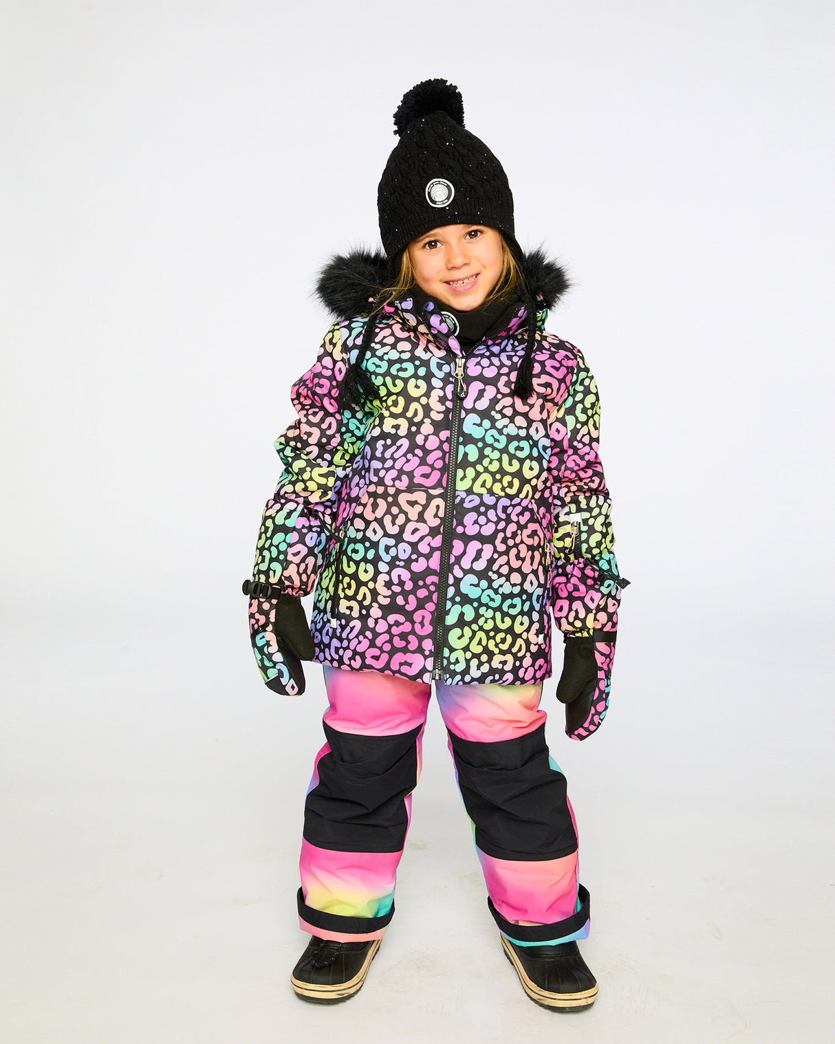 Flat lay waterproof breathable kids ski suit multicolor — order today