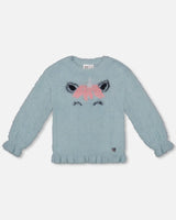 Unicorn Sweater Hairy Knit Turquoise | Deux par Deux | Jenni Kidz