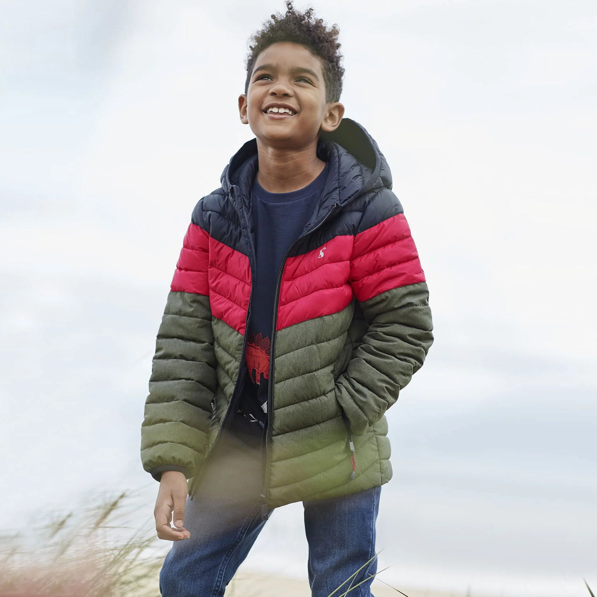 Boys Cairn Packaway Showerproof Jacket Colour Block | Joules - Jenni Kidz