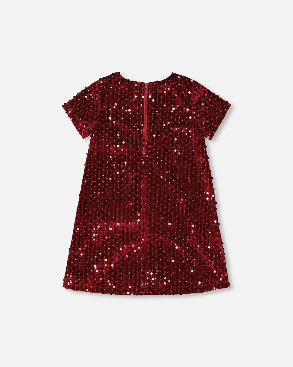 Velvet Short Sleeve Dress Red | Deux par Deux | Jenni Kidz