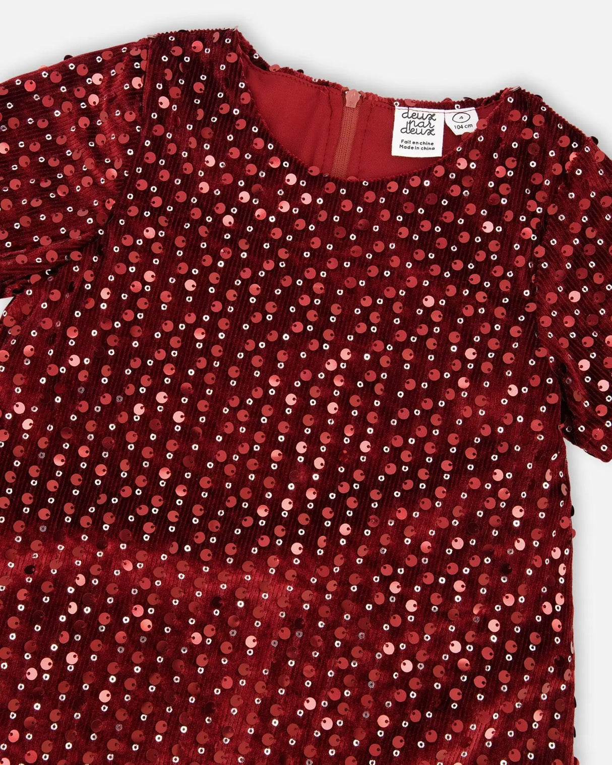 Velvet Short Sleeve Dress Red | Deux par Deux | Jenni Kidz