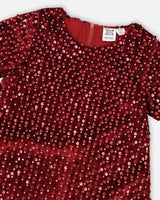 Velvet Short Sleeve Dress Red | Deux par Deux | Jenni Kidz