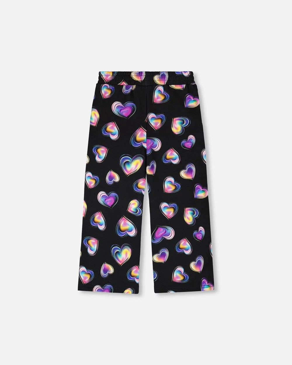 Wide Leg Fleece Pants Black And Multicolor | Deux par Deux | Jenni Kidz