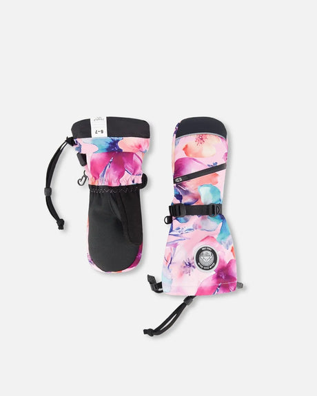Winter Mittens Teknik Pink Watercolor Flower Print | Deux par Deux | Jenni Kidz