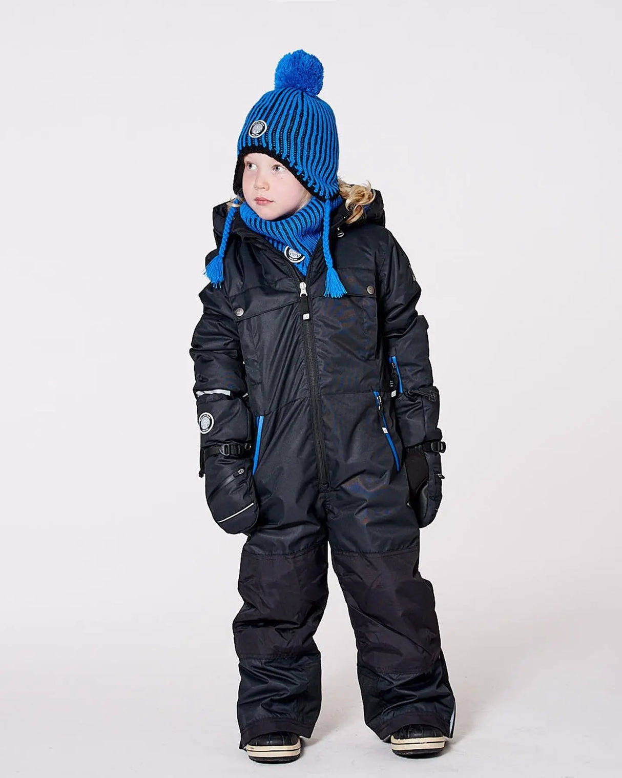Winter Peruvian Knit Hat With Pompom And Lining Black And Blue | Deux par Deux | Jenni Kidz