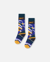 Winter Ski Socks With Merino Wool Deep Teal | Deux par Deux | Jenni Kidz