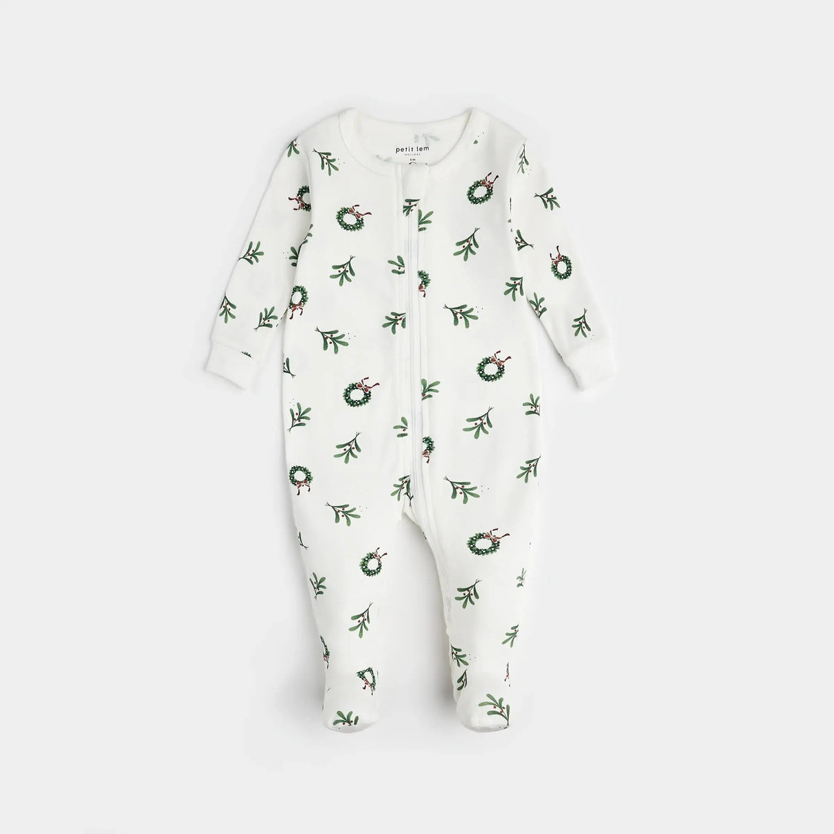 Wreaths Print on Off-White Sleeper | Petit Lem | Petit Lem | Jenni Kidz