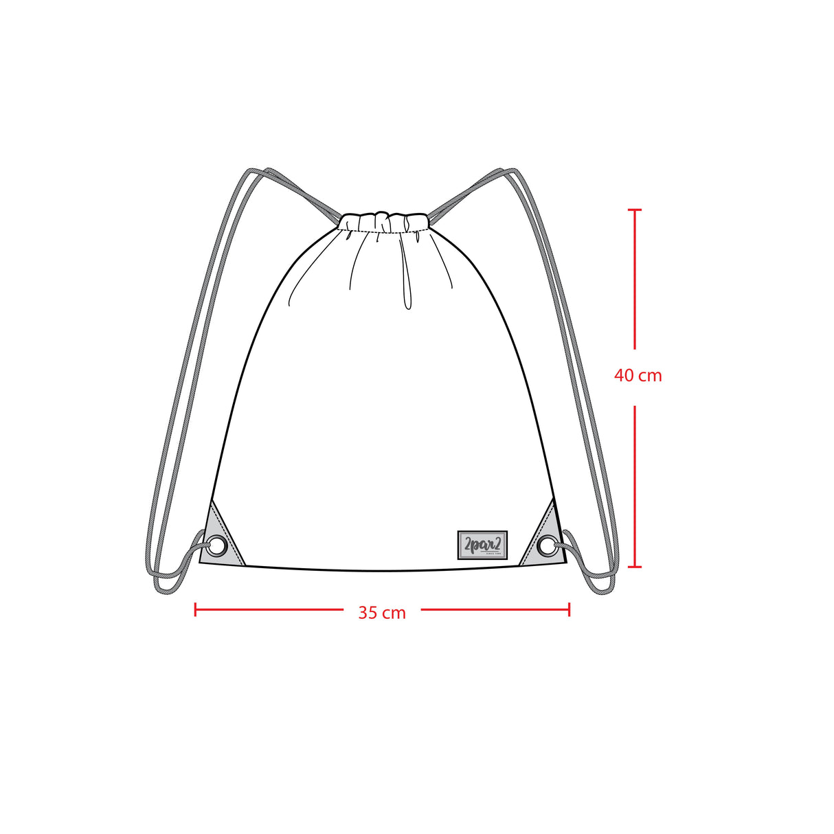 Drawstring Bag Black Printed With Hearts-3