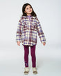 Zip Front Sherpa Overshirt Plaid Purple And White | Deux par Deux | Jenni Kidz