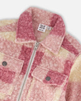Zipped Plaid Overshirt Off-White And Pink | Deux par Deux | Jenni Kidz