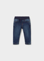 Mayoral baby girl denim jogger pants in Dark Denim, sizes 6M-4Y – product view 1