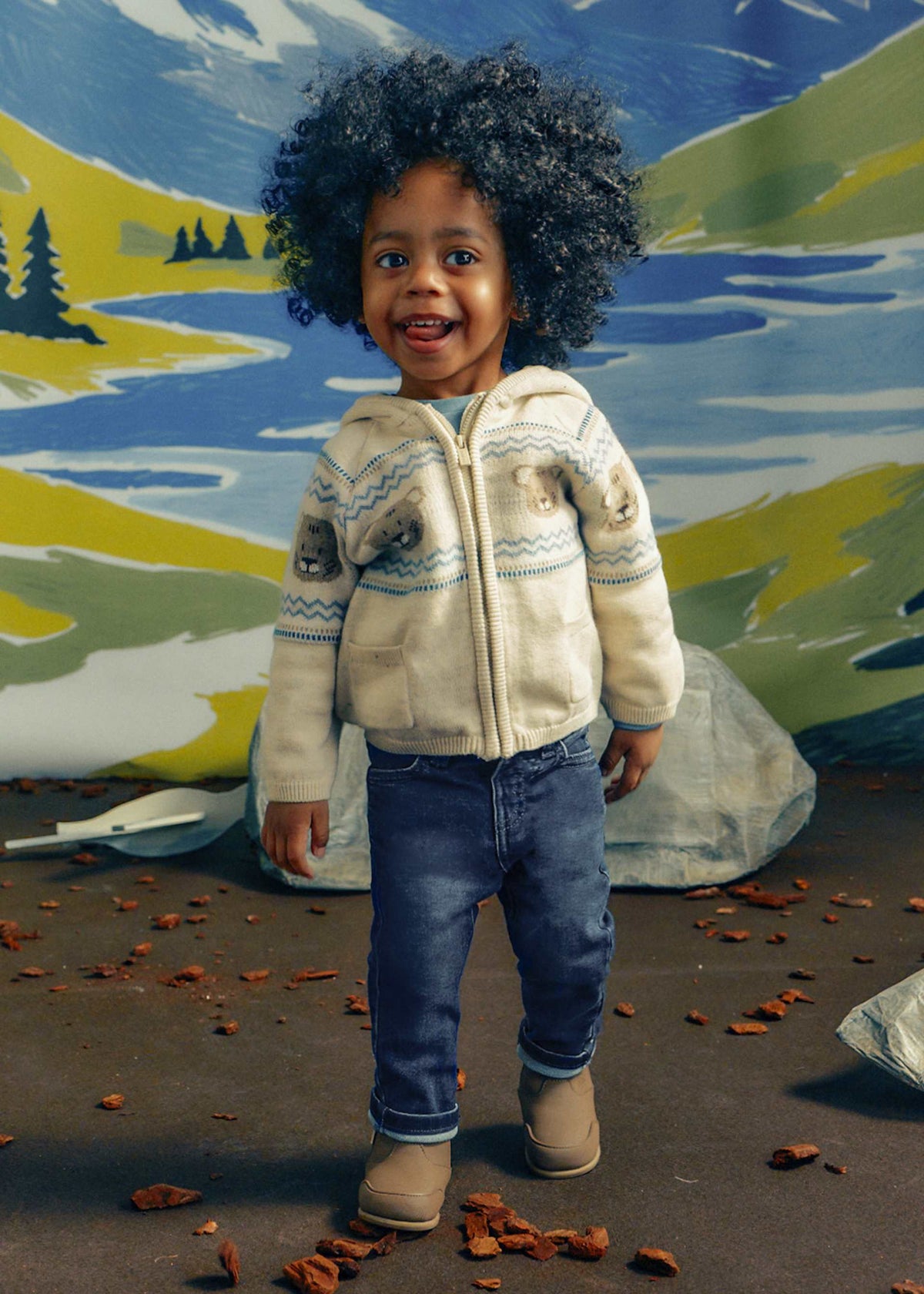 Mayoral baby girl jeans in Dark Denim, sizes 6M-4Y – product view 2