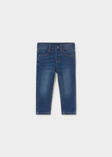 Mayoral baby boy slim fit jeans in Dark Blue cotton-rich stretch denim for everyday outfits.