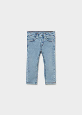 Mayoral baby boy Light Blue slim fit jeans with cotton-rich stretch denim and classic long trouser shape.