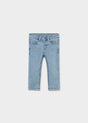 Mayoral baby boy Light Blue slim fit jeans with cotton-rich stretch denim and classic long trouser shape.