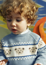 Mayoral baby teddy bear jacquard sweater in Arctic, sizes 9M-4Y – product view 1
