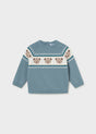 Mayoral baby teddy bear jacquard sweater in Arctic, sizes 9M-4Y – product view 2