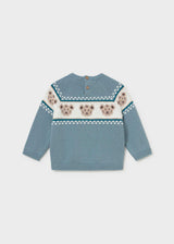 Mayoral baby teddy bear jacquard sweater in Arctic, sizes 9M-4Y – product view 3