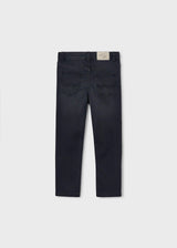 Back of the black Mayoral jeans with two back pockets and brand patch