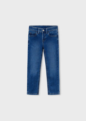 Mayoral boys Blue jeans with cotton-rich stretch denim and classic long trouser shape.