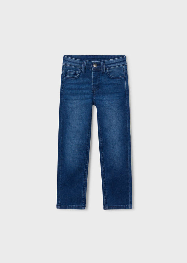 Mayoral boys slim fit jeans in Dark Blue cotton-rich stretch denim for everyday outfits.