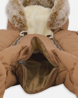 Open view showing interior lining of Layette snowsuit