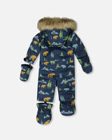 Close-up detail of zipper and fleece lining on the Deux par Deux Baby Play Snowsuit