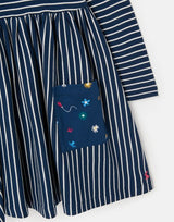 Girls Blue Stripe Nancy Breton Pocket A-Line Dress | Joules - Jenni Kidz