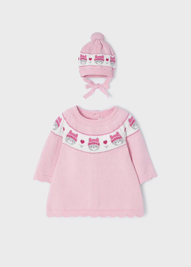 Pink Knitted Dress With Hat Set - Girls | Mayoral - Jenni Kidz