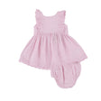 Eyelet Edged Dress & Diaper Cover - Ballet Solid Muslin | Angel Dear - Jenni Kidz