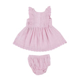 Eyelet Edged Dress & Diaper Cover - Ballet Solid Muslin | Angel Dear - Jenni Kidz