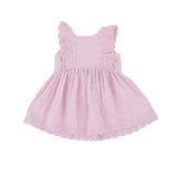 Eyelet Edged Dress & Diaper Cover - Ballet Solid Muslin | Angel Dear - Jenni Kidz