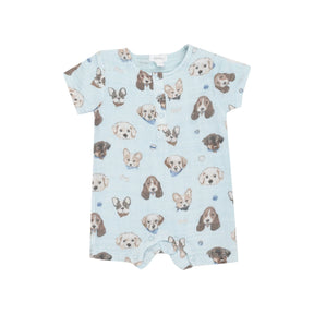 Angel Dear Vintage Puppy Faces Henley shortall for baby boys, front view