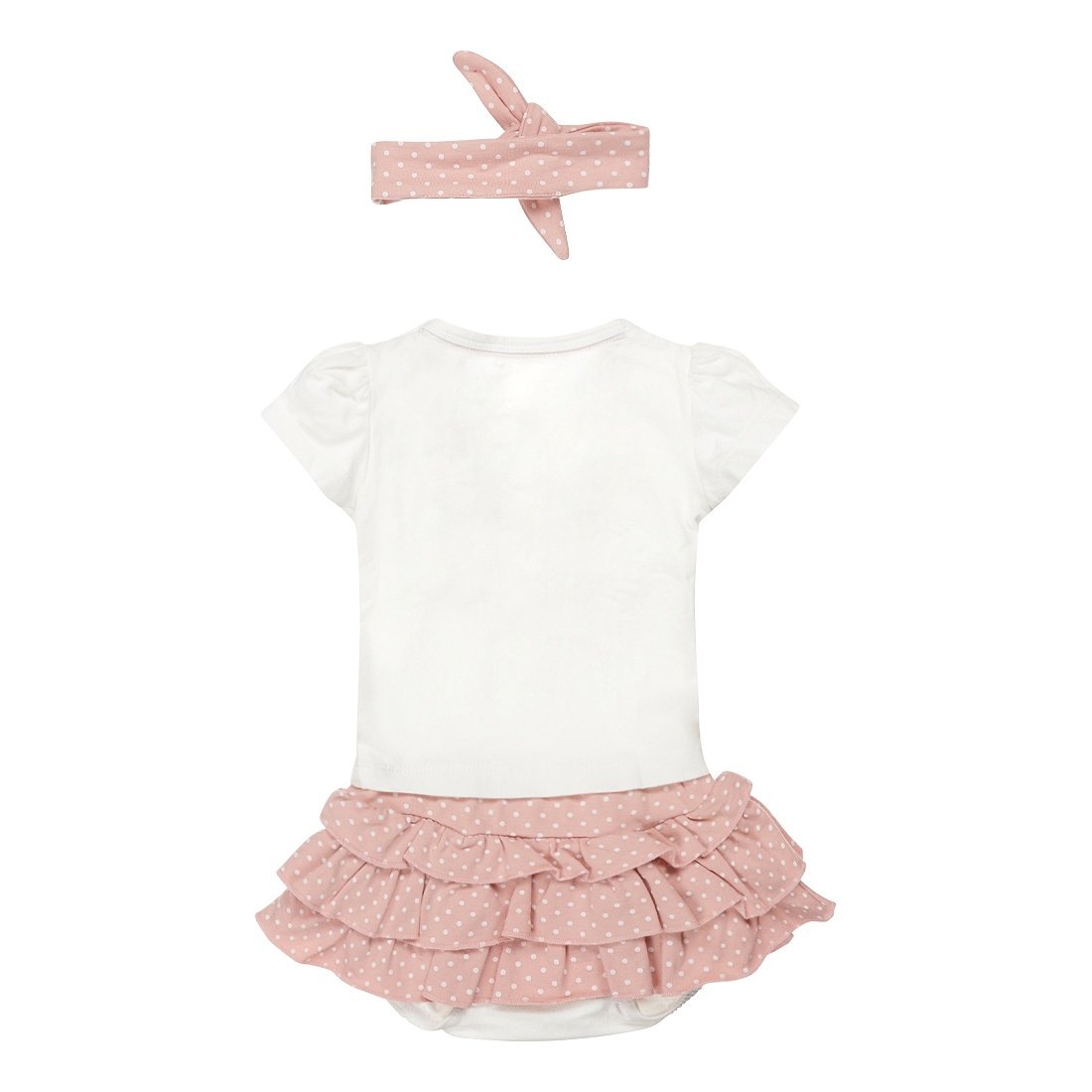 Girls baby set T-shirt & skirt off-white pink rabbit | Dirkje - Jenni Kidz