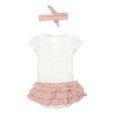 Girls baby set T-shirt & skirt off-white pink rabbit | Dirkje - Jenni Kidz