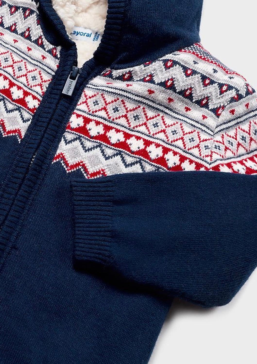 Boys KNIT CARDIGAN HOODED NAVY RED & GREY | Mayoral - Jenni Kidz