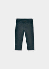 Mayoral Baby Basic Chinos dark grey front view, adjustable elastic waist soft cotton twill